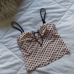 Pink and black polka dot 👙 tankini top